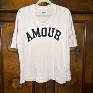 GUC Zadig & Voltaire- Walk Flock Amour Short Sleeve Pink Sweatshirt. Size XS